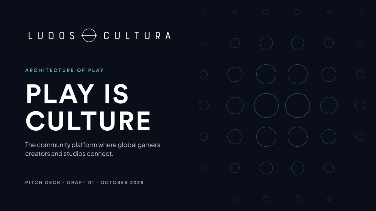 Ludos Cultura pitch deck cover: Play is culture
